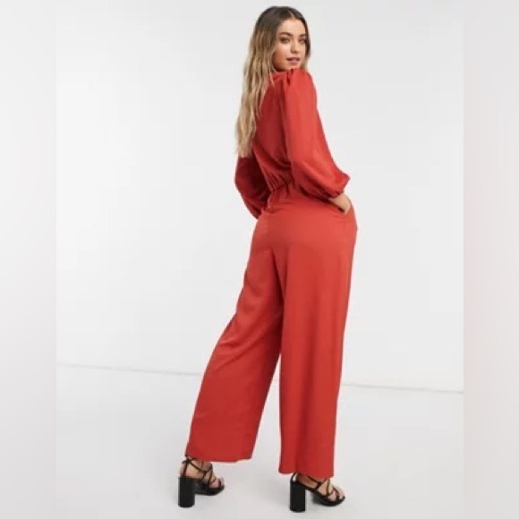 ASOS - MONKI - Tia Wrap Front Jumpsuit in Rust - Picture 4 of 11